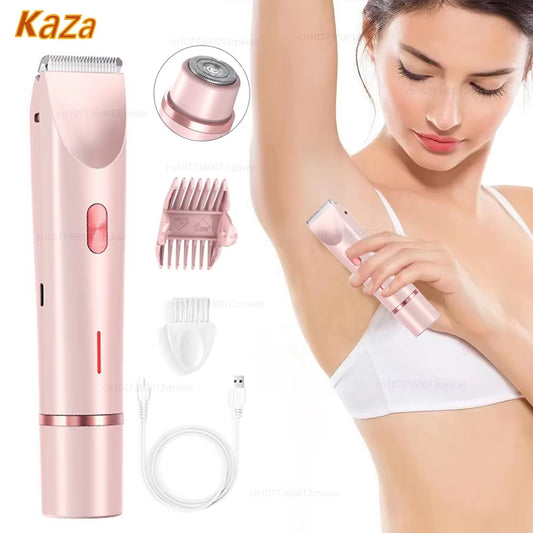 Afeitadora Eléctrica 2 en 1 para Mujer | Depiladora Corporal y Recortadora de Bikini IPX7 para Piernas, Axilas y Zona Íntima
