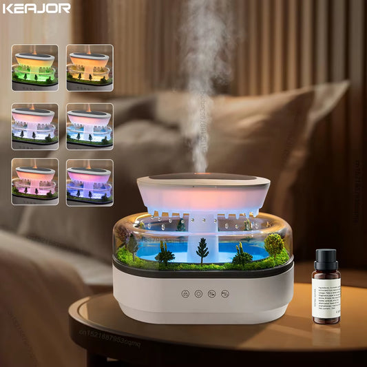 Humidificador Difusor de Aromas Efecto Gota de Lluvia con Luz LED y Ruido Blanco | Difusor Ultrasónico de Aceites Esenciales para Hogar