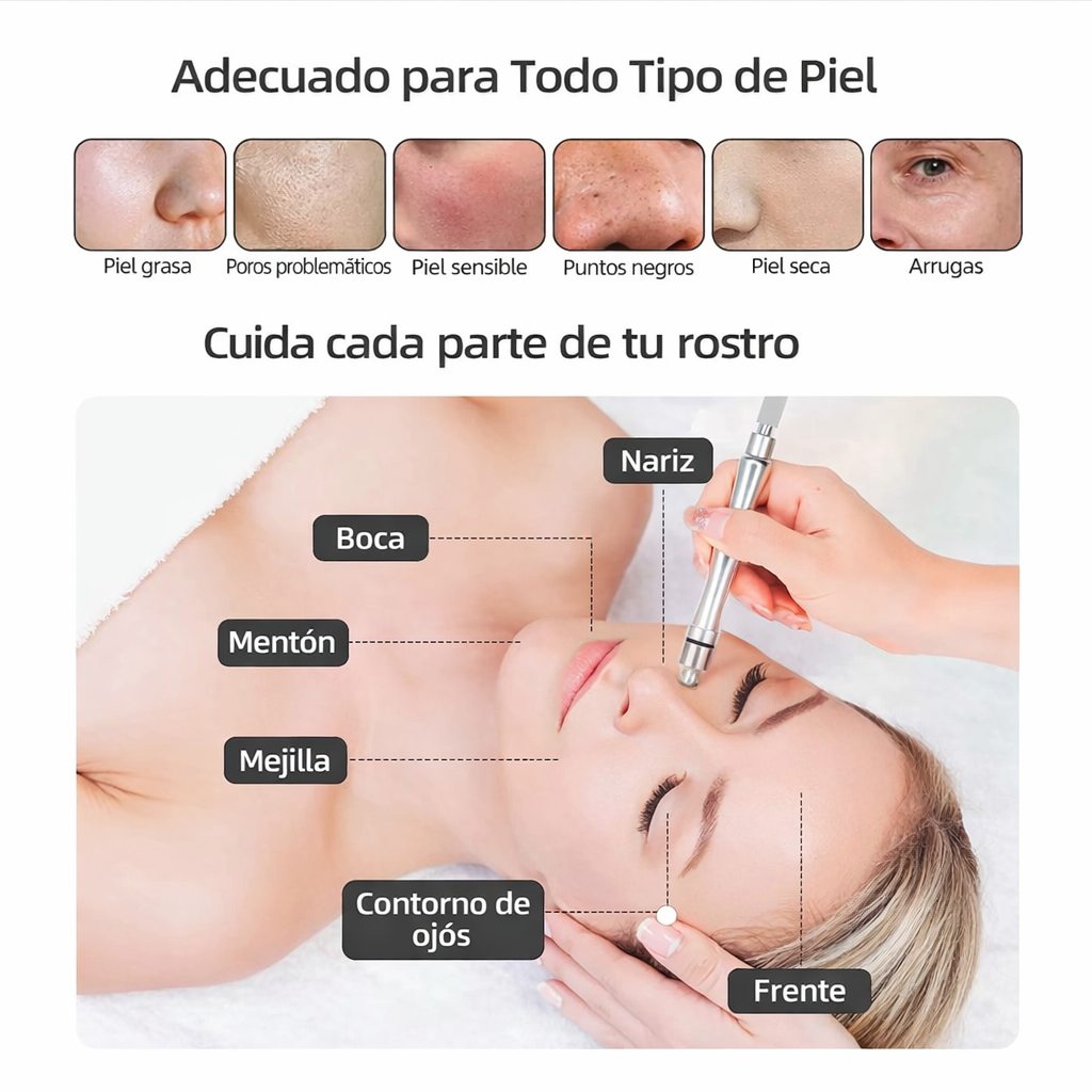 Microdermoabrasión Diamante 3 en 1 para Exfoliación Facial y Cuidado Profesional