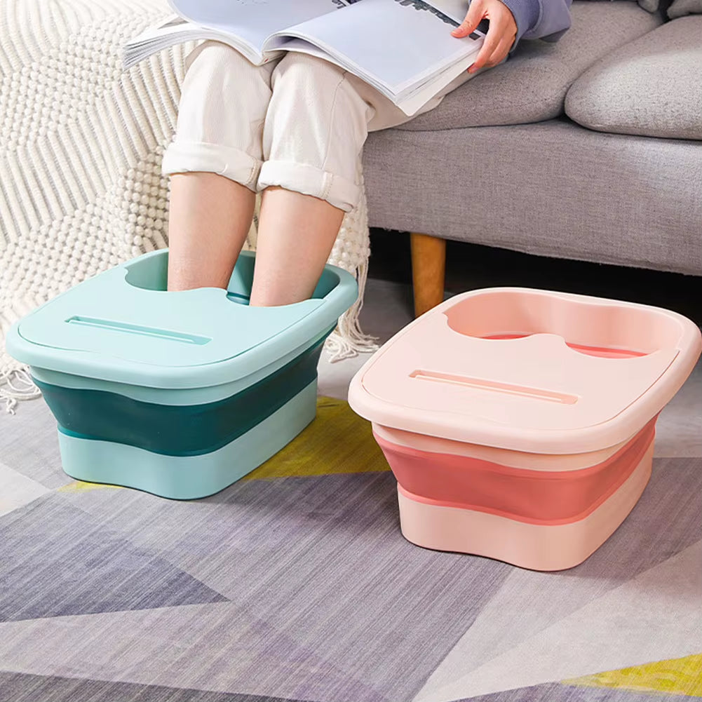 Cubo de masaje portátil para baño de pies, fácil de guardar, bañera plegable para relajarse y aliviar el dolor.