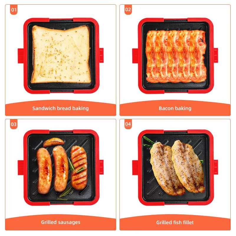 Microwave Toastie Maker with Removable Non-Stick Plates Quick Cooking and Easy Cleaning Silicone Microwaveable Cookware