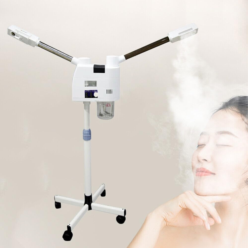 Vaporizador Facial, 2 En 1 Vaporizador Facial, Vaporizador Frío Y Caliente De Doble Tubo, Altura Ajustable Para Salón De Belleza, Spa, Hogar