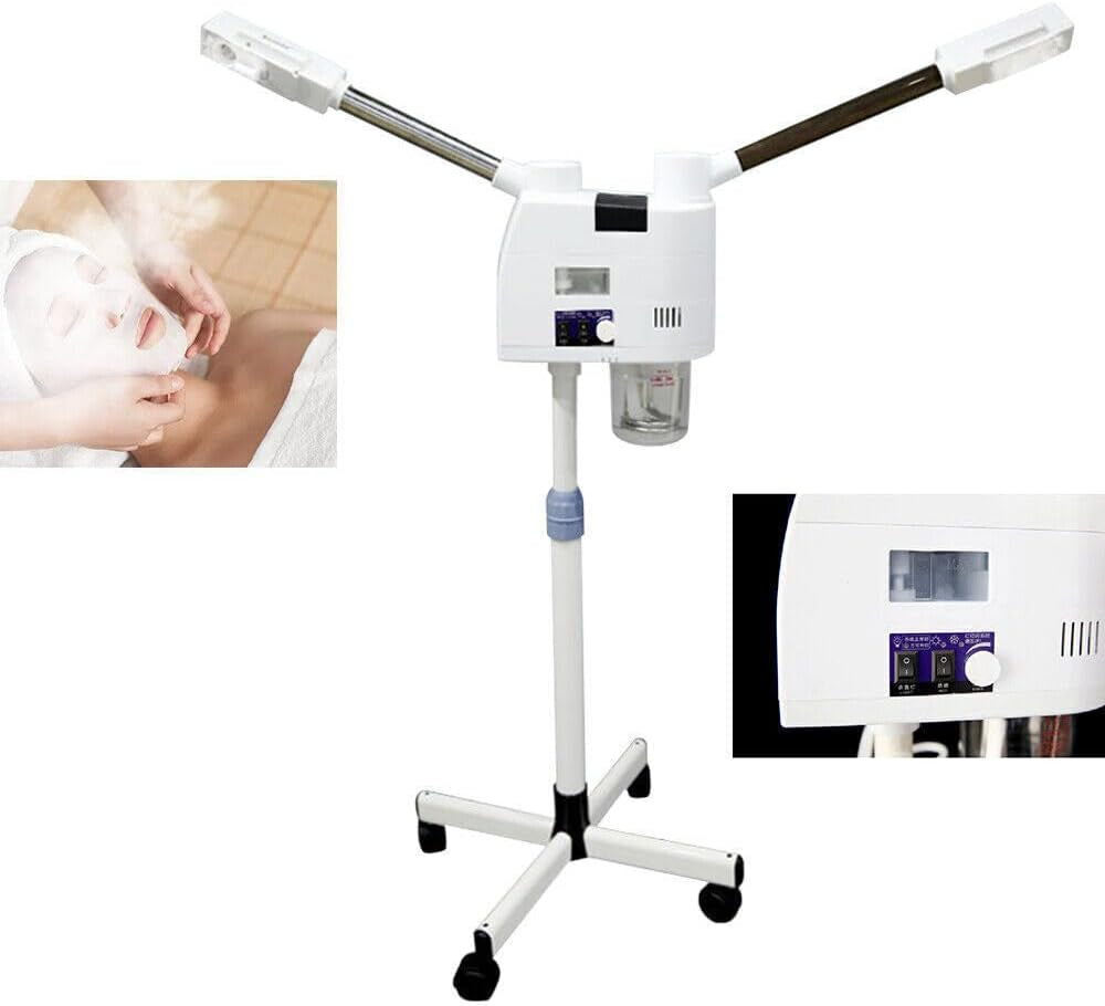 Vaporizador Facial, 2 En 1 Vaporizador Facial, Vaporizador Frío Y Caliente De Doble Tubo, Altura Ajustable Para Salón De Belleza, Spa, Hogar
