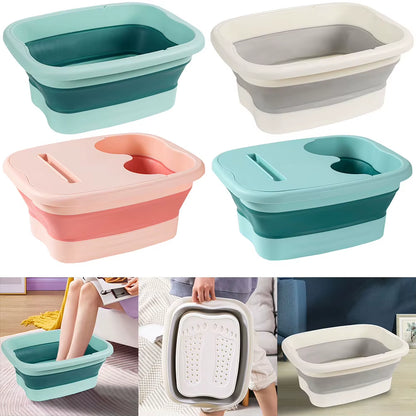 Cubo de masaje portátil para baño de pies, fácil de guardar, bañera plegable para relajarse y aliviar el dolor.
