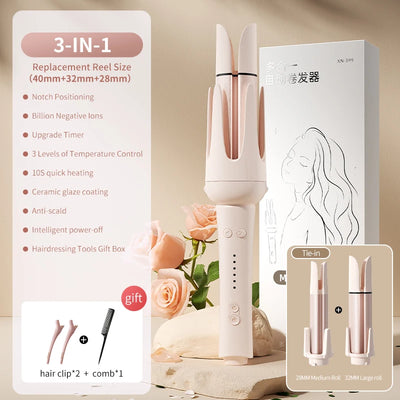 Rizador de pelo automático de 32 mm, rodillo de cerámica giratorio automático, rizador grande de 40 mm, rizador profesional, varita rizadora.