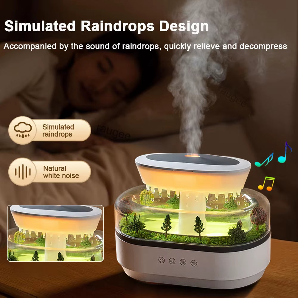 Humidificador Difusor de Aromas Efecto Gota de Lluvia con Luz LED y Ruido Blanco | Difusor Ultrasónico de Aceites Esenciales para Hogar