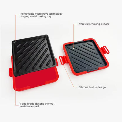 Microwave Toastie Maker with Removable Non-Stick Plates Quick Cooking and Easy Cleaning Silicone Microwaveable Cookware