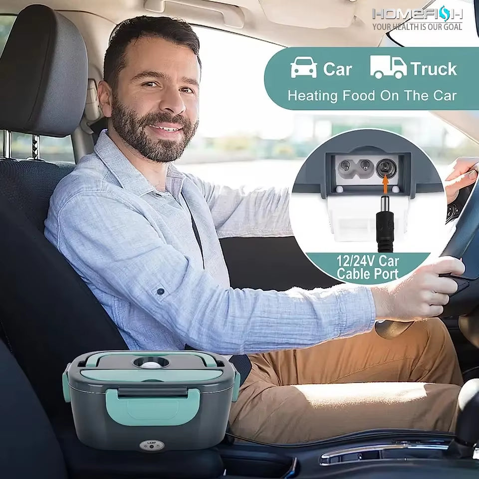 Lonchera Eléctrica Portátil 1.5L para Coche y Casa con Acero Inoxidable 304