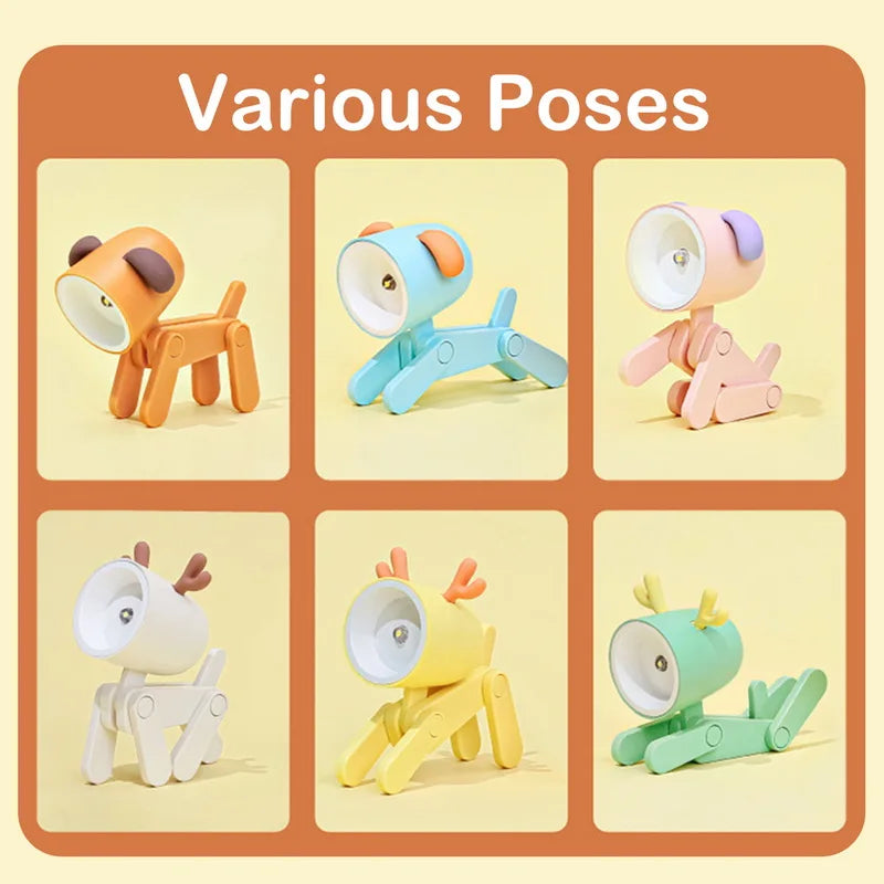 Mini Lámpara LED Plegable de Perrito/Ciervo con Luz Cálida