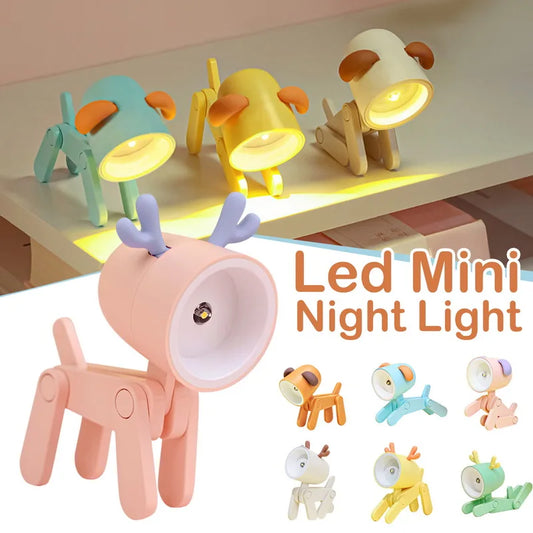 Mini Lámpara LED Plegable de Perrito/Ciervo con Luz Cálida